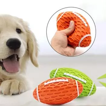 Жевательная игрушка для собак, устойчивая к укусам, избавляет от скуки, недеформируемая игрушка для кошек и собак, футбол L оранжевый