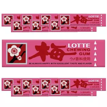 Жевательная резинка Lotte со вкусом сливы 9 шт. x 15 шт. Устойчива к зубам