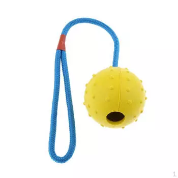 Жевательная веревка для домашних животных, резиновый шарик, желтый