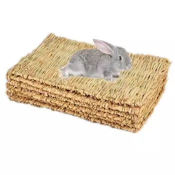 Жевательный коврик с кроличьей травой, натуральная мягкая трава для мелких животных, клетка для хомяка, дома для свиней 40*28cm коричневый