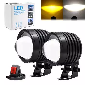 ZHHXYanh светодиодный противотуманный фонарь для мотоцикла с выключателем 12 В желтый белый 2 дюйма 60 Вт для ночного вождения мотоцикла 2 шт.