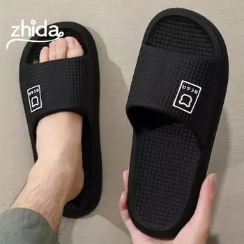 ZHIDA модные женские тапочки для ванной комнаты с мягкой подошвой EVA мужские тапочки с рисунком медведя для лета на открытом воздухе для пар классная обувь 36-37&CHINA чёрный