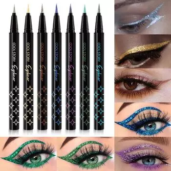 Жидкая глянцевая подводка для глаз Перламутровый мелкий блеск Осветляющая металлическая ручка тутового шелкопряда Быстросохнущая долговечная Водонепроницаемая и устойчивая к поту 01#