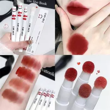 Жидкая губная помада с подушечкой-аппликатором, бархатный матовый блеск для губ, увлажняющий кремовый мягкий жидкий румянец, помада для губ, универсальный макияж 06#