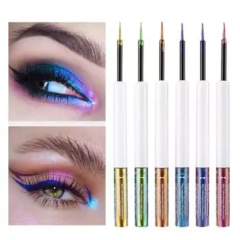 Жидкая подводка для глаз, оптическое обесцвечивание, долговечная алмазная блестящая металлическая блестящая тень для век, фантомная косметика для сценического макияжа