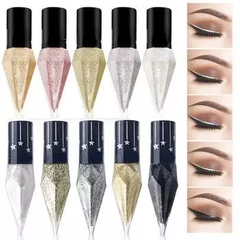 Жидкая подводка для глаз с бриллиантами, 5 цветов, гладкая текстура, долговечная подводка для глаз, сексуальная косметика для макияжа, инструменты