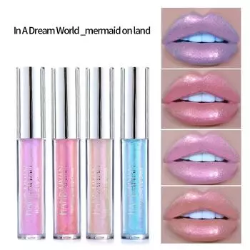 Жидкая помада для губ Mermaid Dazzling Lip Gloss Moisturizing Long Lasting Diamond Lip Gloss 01