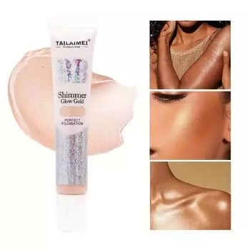 Жидкая тональная основа для лица и тела Shimmer Glow Gold, тонкая пудра, блестящий крем для лица, 1,18 унции