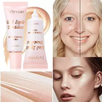 Жидкая тональная основа Highlighter Foundation, 6 цветов, естественное сияние, легко растушевывается, консилер и хайлайтер 2 в 1, стойкая, идеально подходит для лица и тела,