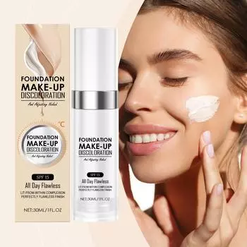 Жидкая тональная основа, меняющая температуру, увлажняющая, естественно маскирующая, стойкая, увлажняющая, не выцветающая, осветляющая 30 мл One Size