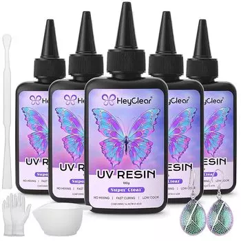 Жидкая УФ-смолка HeyClear - большая емкость 500 г, сверхпрозрачная / высокая твердость / не желтеет / быстро отверждается, подходит для начинающих мастеров по рукоделию, ювелирных изделий