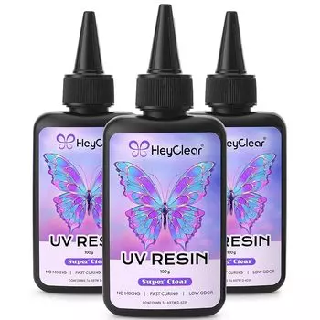 Жидкая УФ-смолка HeyClear - большая емкость 300 г, сверхпрозрачная / высокая твердость / не желтеет / быстро затвердевает, подходит для начинающих мастеров по изготовлению украшений своими руками