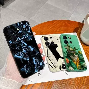 Жидкие мягкие силиконовые чехлы для Infinix Smart 8 HD Plus Hot 30 VIP GT 20 Pro Note 40, задняя крышка, роскошная защитная пленка для экрана-бабочки, противоударные чехлы для телефонов Infinix Hot 30 4G