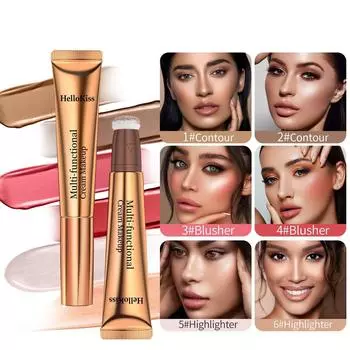 Жидкие румяна-карандаш Многофункциональные контурные румяна-карандаш с аппликатором-кушоном Водостойкие, супер шелковистые румяна-карандаш 10 мл One Size