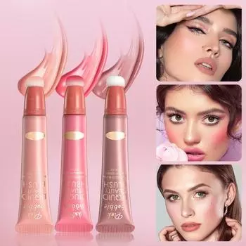 Жидкие румяна Матовые румяна для лица с аппликатором-подушечкой Шелковистая гладкая кремовая жидкая палочка для румян #1