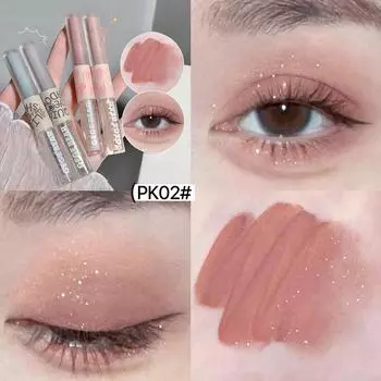 Жидкие тени для век, двусторонние матовые перламутровые мелкие блестящие хлопья, уложенные друг на друга, чтобы осветлить тени для век.