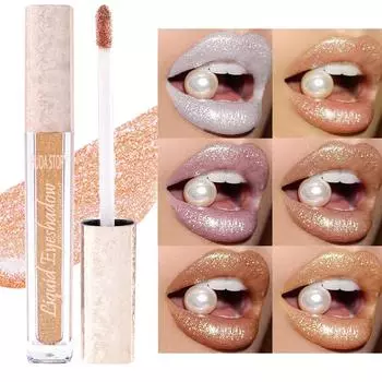 Жидкие тени для век, многофункциональный перламутровый блеск для губ «Роза пустыни», блестящий блеск, жидкие водостойкие и устойчивые к поту тени для век 07#