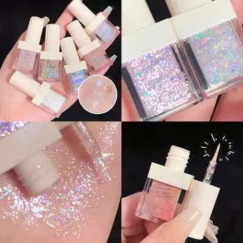 Жидкие тени для век с перламутром и блестками, блестящие тени для век, осветляющие жидкие капли, слезы, макияж