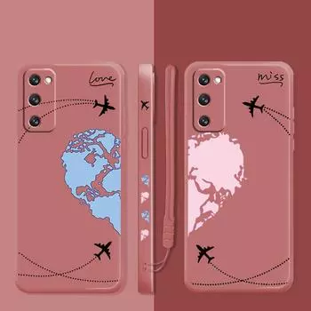 Жидкий чехол для Samsung Galaxy S22 S21 S20 Fe Ultra S10 S9 S8 Plus S10e Note 20 10 Lite синий розовый самолеты любви карта мира путешествия Samsung S10