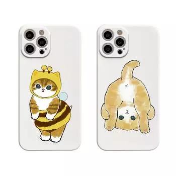 Жидкий чехол для телефона с милым котом и рисунком прямого края для Apple iPhone 14 11 12 13 Pro Max X XS XR 7 8 Plus SE2, защитный чехол iPhone XR