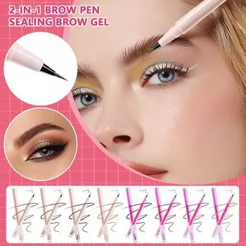 Жидкий карандаш для бровей 2-в-1, двухсторонний, формирующий, очень тонкий, натуральный, ленивый, без макияжа, 1 мл One Size