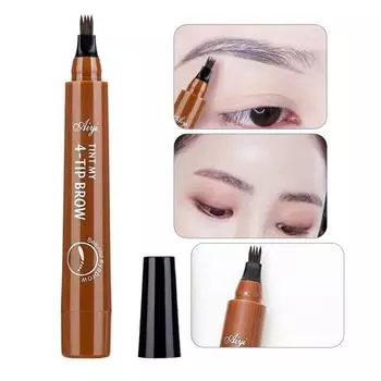 Жидкий карандаш для бровей, 5 мл, долговечный, многоцелевой, без остатков, практичный, с 4 вилками, карандаш для татуировки бровей для женщин темно-коричневого