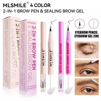 Жидкий карандаш для бровей с двойной головкой 2-в-1. Очень тонкий трехмерный жидкий карандаш для бровей. Жидкость для укладки. pink 01