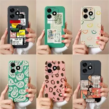 Жидкий силикон для Itel P55+ A18s Tecno Hot 40i Spark Go 2024 20 Pro+, чехол для телефона, модные этикетки, защитный матовый чехол с защитой от падения, популярный бампер, капы Tecno Spark Go 2024