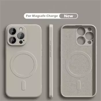 Жидкий силикон для Magsafe Wireless Charge Магнитный чехол для iPhone 16 15 14 Plus 13 12 11 Pro X XR XS Max Мягкий чехол iPhone 16 Pro Max белый