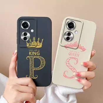 Жидкий силикон для OPPO Realme 12 12x A1i A60 A2M Reno11 5G, задняя крышка, модные чехлы с короной и королевой, защита камеры, корпус с защитой от падения для OPPO Oppo Reno11 5G