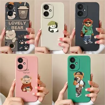 Жидкий силикон для Xiaomi Poco X6 F5 Pro F6 M6 Pro 5G X 6 M 6 F 5 чехол с рисунком панды высококачественные противоударные чехлы для телефонов бамперы корпус Xiaomi Poco M6 5G