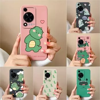 Жидкий силиконовый чехол для Huawei Nova 11 SE 12 Ultra 12i Y72 Honor X6A, чехол с популярным мультяшным рисунком динозавра, матовый бампер с защитой от падения для корпуса Huawei Huawei Nova Y72 4G