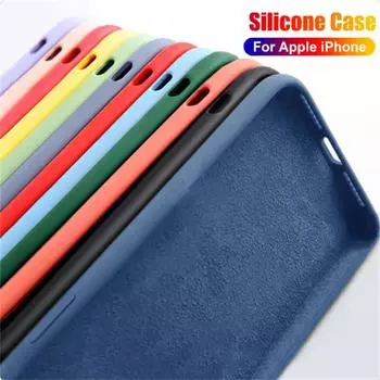 Жидкий силиконовый чехол для iPhone 14 12 11 13 15 Pro Max Mini Роскошный противоударный чехол X XR XS 6 7 8 14 Plus SE аксессуар iPhone 15 Pro Max чёрный