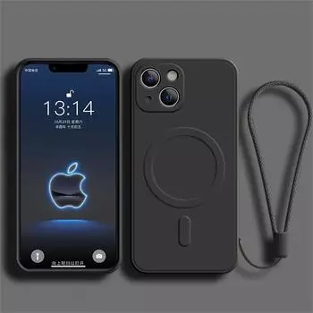 Жидкий силиконовый чехол для iPhone 15, 11, 13, 12, 14 Pro Max Mini XR Xs Plus SE, магнитный чехол для телефона с беспроводной зарядкой, чехол Magsafe For iphone 15