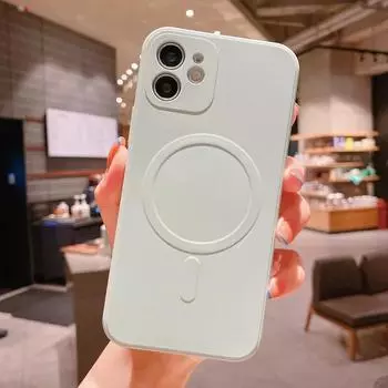 Жидкий силиконовый чехол для iPhone 15 14 13 12 11 Pro Max Mini XR XS Plus, чехол для телефона, защита объектива, беспроводная зарядка для Magsafe For iphone14Plus