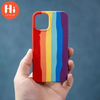 Жидкий силиконовый чехол для телефона Art Rainbow для iPhone 14 Pro MAX 13 Pro 12 Mini X XS XR 7 8 Plus, защитный чехол