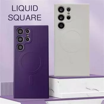 Жидкий силиконовый чехол для телефона Magsafe для Samsung Galaxy S23 Ultra S22 Plus, магнитный чехол для беспроводной зарядки для S23 Ultra, чехол S22 Plus темно-фиолетового