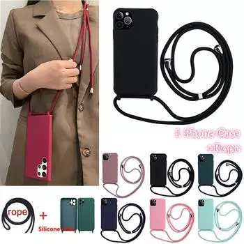 Жидкий силиконовый чехол для телефона с ремешком через плечо для iPhone 15 14 13 12 11 Pro Max XSMAX XR 8 7+/Samsung S23 S22 S21 Ultra Plus S21FE A13 A53 A52 A14 A54 iPhone 6/6S розовый
