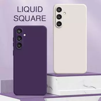 Жидкий силиконовый чехол для телефона Samsung Galaxy S24 Plus Ultra 5G Мягкая задняя крышка SamsungS24 S24Plus 360 Защитный корпус Samsung S24