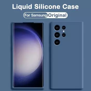 Жидкий силиконовый чехол для телефона Samsung Galaxy S23 S21 S22 S20 Ultra S10 Plus FE A72 A71 A52 A51 A32 A31 4G 5G мягкий тонкий чехол For Galaxy S23 Ultra чёрный