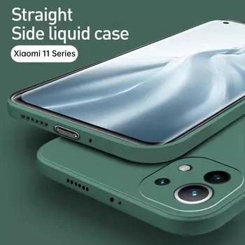 Жидкий силиконовый чехол для телефона Xiaomi Mi 11 Ultra 12 10T 11T Poco F3 X3 X4 M4 Pro Lite 5G Redmi Note 9 10 10S 11S Shell Mi 11 Lite чёрный