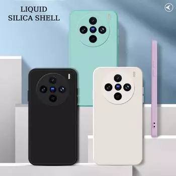 Жидкий силиконовый чехол для vivo X200 Pro Mini X100 Ultra X100s Pro Матовый оригинальный жидкий противоударный прямой край ультратонкий защитный мягкий чехол vivo X200 белый