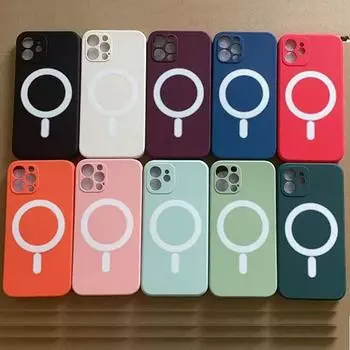 Жидкий силиконовый чехол Macsafe для Magsafe Iphone 11 12 13 14 Pro Max Mini Xs Xr X 7 8 Plus Se 2020, магнитный мягкий чехол Mac Safe For iPhone 7 темно-зеленого