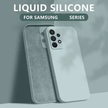 Чехол для телефона из жидкого силикона цвета конфет, изысканный квадратный чехол для Samsung S25 S24 FE S23 Ultra S22 Plus S21 A56 A16 A55 A36 A06 A35 A15 A53 5G Samsung S22 Ultra чёрный