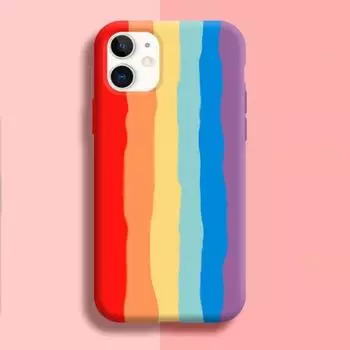 Жидкий силиконовый чехол Rainbow Full Design Cover Phone Protective 12 для iPhone