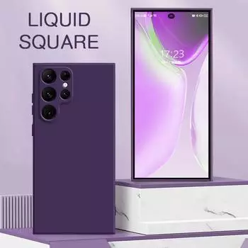 Жидкий силиконовый чехол Skin Feel для Samsung Galaxy A04S A54 A23 A33 A53 A73 A22 A32 A52 A72 M32 M33 M53 S20 S21 FE S22 S23 Ultra Plus квадратный мягкий чехол For Samsung Galaxy A04S коричневый