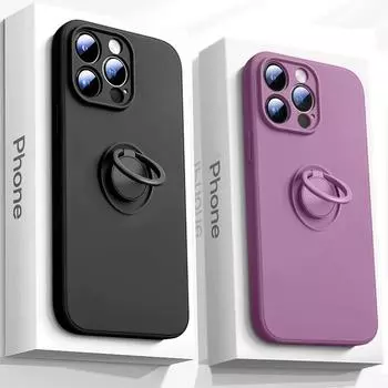 Жидкий силиконовый магнитный чехол-держатель для iPhone 16 15 14 Plus 13 12 11 Pro Max Samsung S25 S24 S23 S22 S21 Ultra Plus FE A16 A56 A15 A55 A53 A54 iPhone 6/6S чёрный