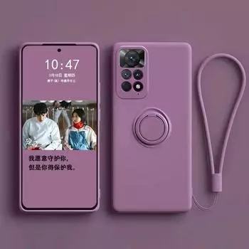 Жидкий силиконовый магнитный чехол-держатель для кольца для Xiaomi Redmi Note 12 11 10 9 Pro 11S 10S Mi 12X 11T Poco X4 Pro X3 Mi 13 Pro Cover Redmi Note 12 4G чёрный