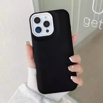 Жидкий силиконовый однотонный чехол для телефона с изображением хлеба для iPhone 16 Pro Max 15 14 Pro 13 12 11 Простой противоударный мягкий матовый чехол для задней панели iPhone 16 чёрный