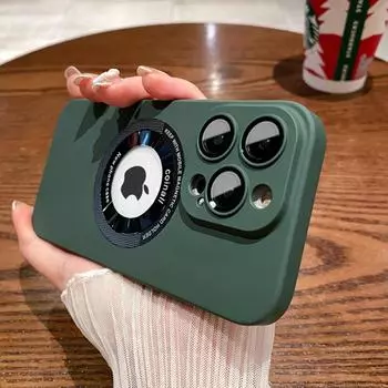 Жидкий силиконовый защитный чехол для линз с логотипом и отверстием для телефона Iphone 14pro Max 13 12 11 Pro Max 14 Plus, мягкий чехол для беспроводной зарядки For iPhone 14
